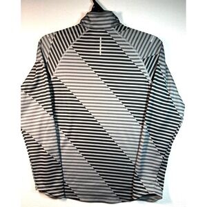 Nike Top Women's SMALL Gray Black Striped 1/4 Zip Dri-Fit Running Long Sleeve
